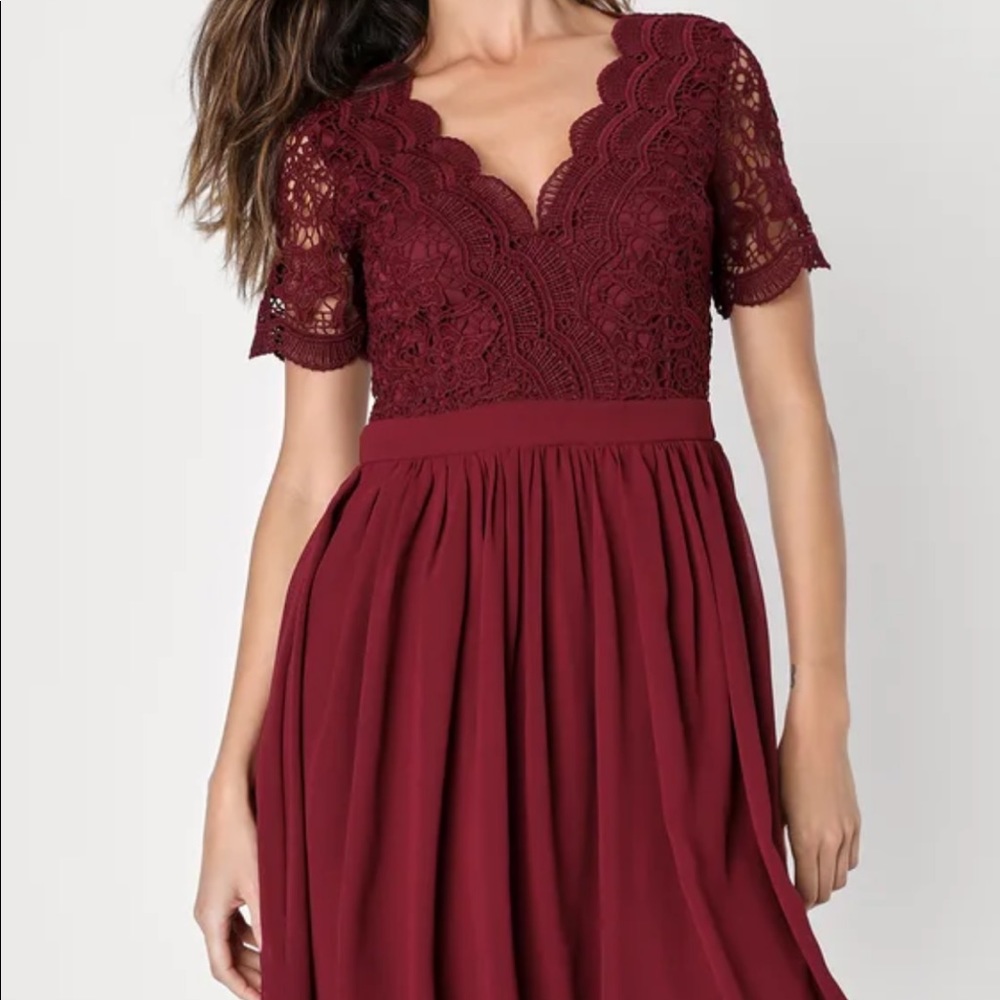 Lulus Burgundy Lace Dress